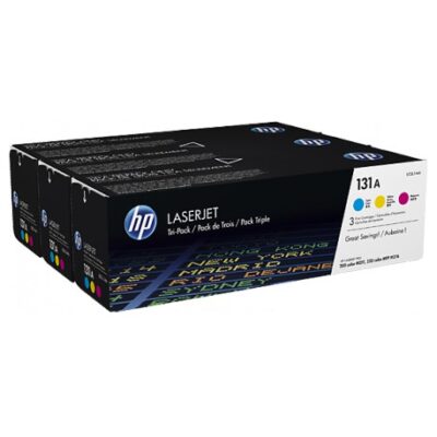 Lot de 3 toners authentiques cyan/magenta/jaune HP LaserJet 131A (U0SL1AM)