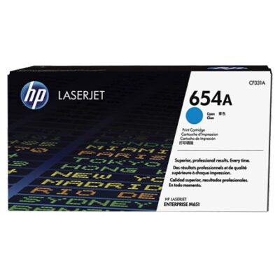 Cartouche de toner Cyan d'origine HP LaserJet 654A (CF331A)