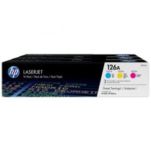 Lot de 3 cartouches de toner Cyan/Magenta/Jaune HP LaserJet 126A (CF341A)