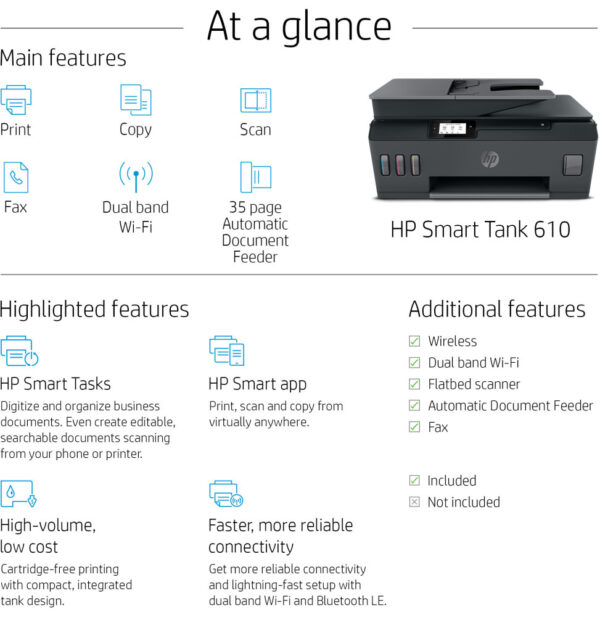 Imprimante multifonction à réservoirs rechargeables HP Smart Tank 615 (Y0F71A) – Image 5