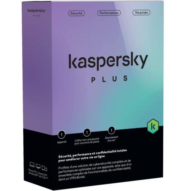 Kaspersky Plus - 1 Poste / 1 an (KL10428BAFS-FFPMAG)