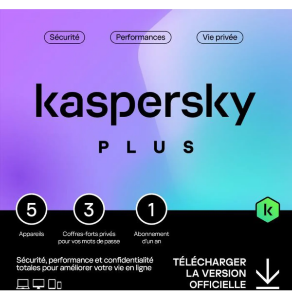 Kaspersky Plus - 5 Postes / 1 an (KL10428BEFS-SLIMMAG)