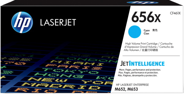 HP 656X Toner cyan LaserJet authentique
  grande capacité (CF461X)