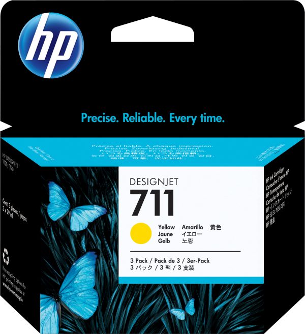 HP 711 Jaune - Pack de 3 Cartouches
  d'encre HP d'origine (CZ136A)