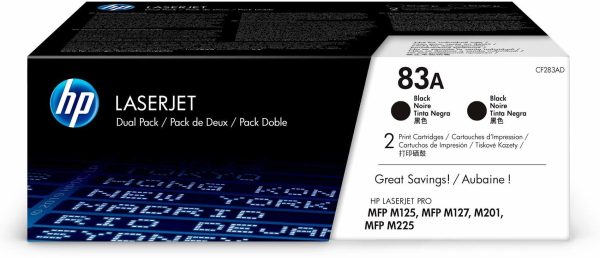 HP 83A
  Noir (CF283AF) - Pack de 2 toners HP LaserJet d'origine