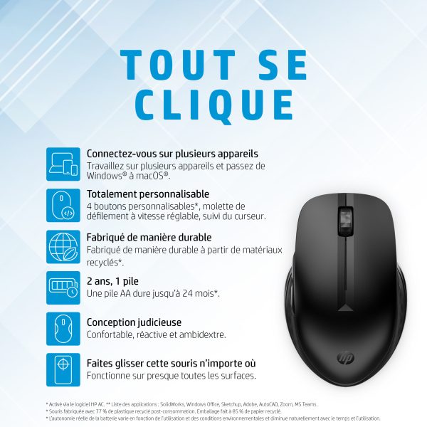 Souris sans fil Bluetooth
  multi-périphériques HP 435 (3B4Q5AA) – Image 4