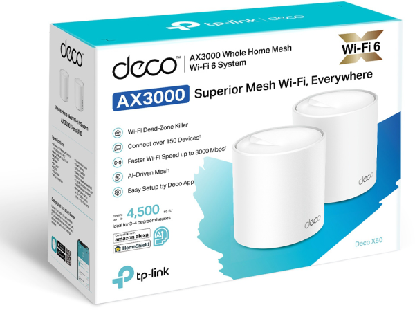 Système Mesh WiFi 6 TP-Link
  Deco X50 AX3000 pour toute la maison 2 packs (DECOX50_2-PACK) – Image 3