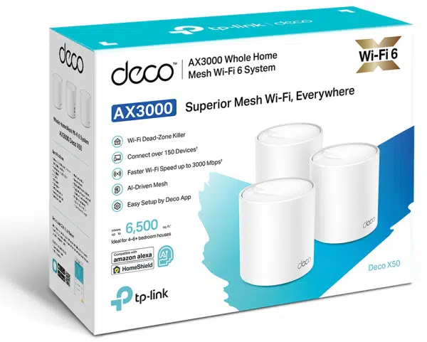 Système Mesh WiFi 6 TP-Link
  Deco X50 AX3000 pour toute la maison 3 packs (DECOX50_3-PACK) – Image 3