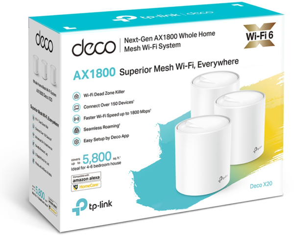 Système WiFi 6 TP-Link Deco
X20 Mesh AX1800 pour toute la maison 3 packs (DECOX20_3-PACK) – Image 3