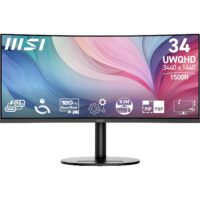 MSI Modern MD342CQP 34'' UWQHD Curved 1500R PC Monitor - VA Panel 3440 x 1440, KVM, PIP/PBP, Wide Color Gamut, Eye Comfort, Built-in Speakers, 3-Axis Adjustable - HDMI 2.0b, DP...