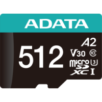 Carte mémoire ADATA Premier Pro 512 Go microSDXC/SDHC UHS-I U3 V30 (AUSDX512GUI3V30SA2-R)